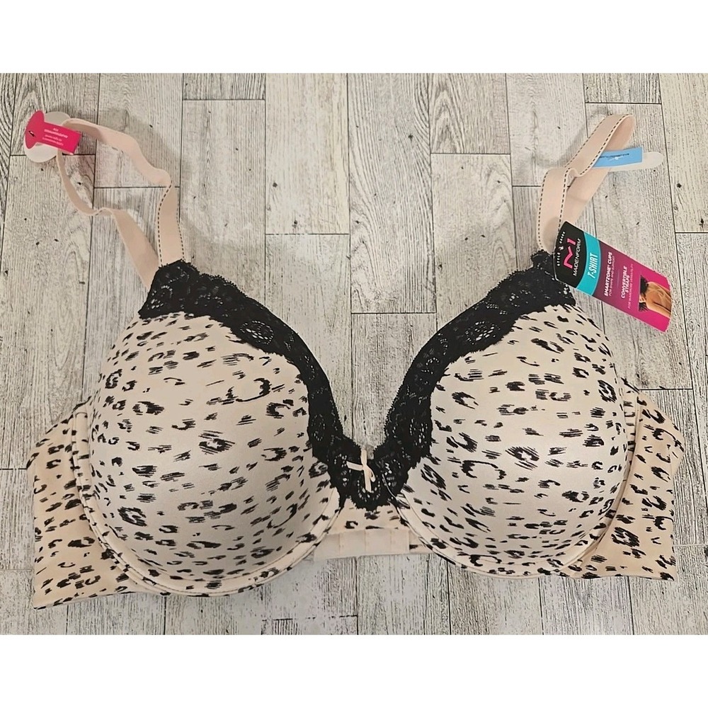 Maidenform Bra 40C T-Shirt Soft Pink Animal Print Convertible Straps Underwire